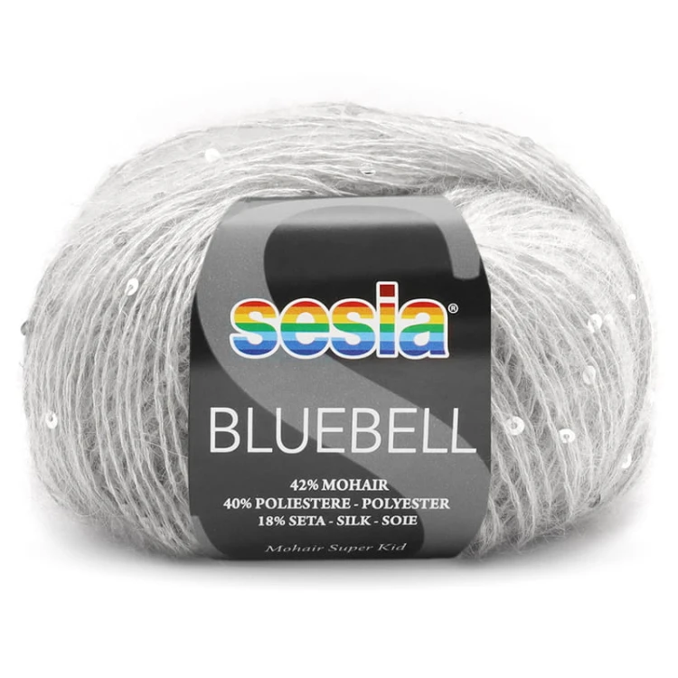 Włóczka / nić fantazyjna z cekinami Sesia Bluebell 8578 / jasny szary