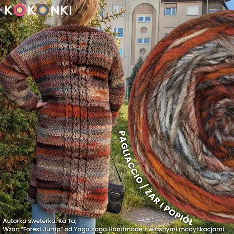 Autorka sweterka: Ka Ta; Wzór: “Forest Jump” od Yaga Yaga Handmade z własnymi modyfikacjami