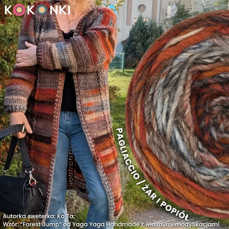 Autorka sweterka: Ka Ta; Wzór: “Forest Jump” od Yaga Yaga Handmade z własnymi modyfikacjami