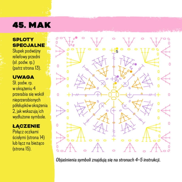 Motywy kwadratowe na szydełku - 50 kart ze wzorami