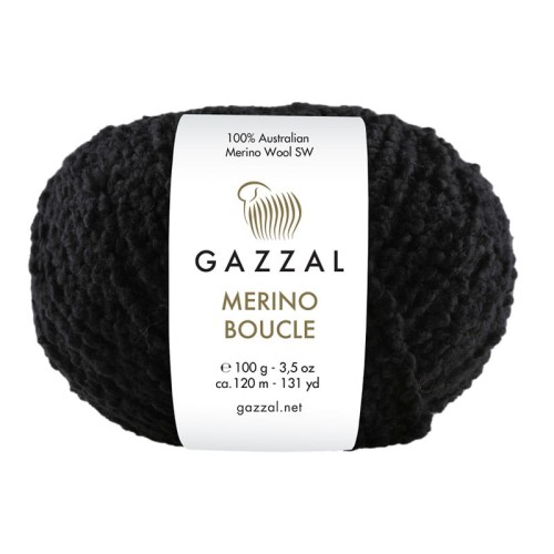 Włóczka Gazzal Merino Boucle 3766 / czerń