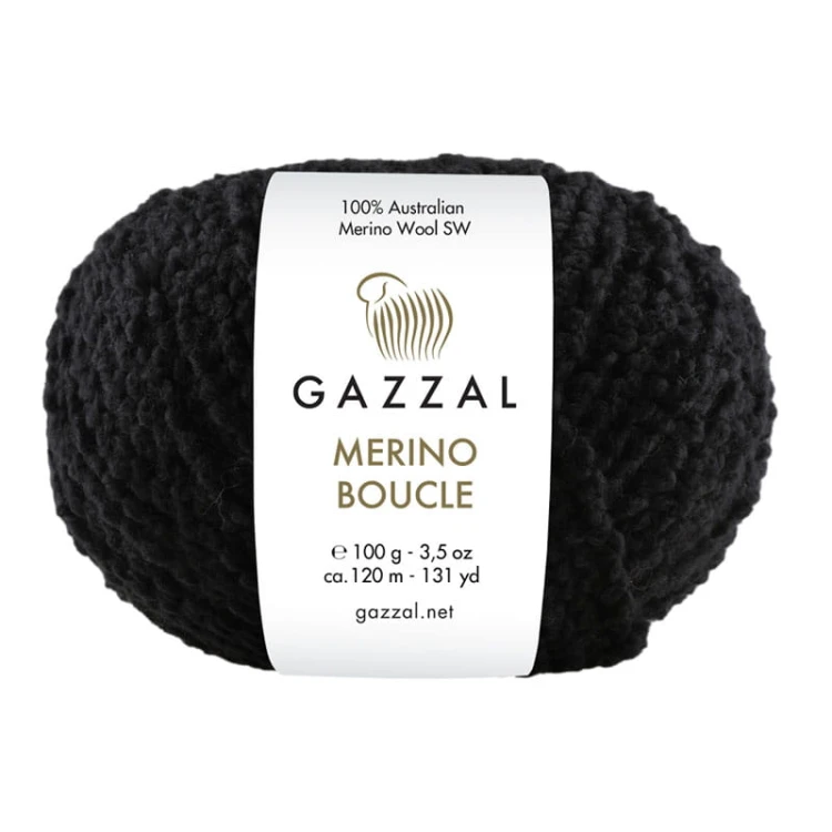 Włóczka Gazzal Merino Boucle 3766 / czerń