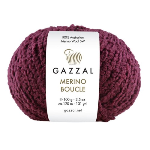 Włóczka Gazzal Merino Boucle 3767 / bordo