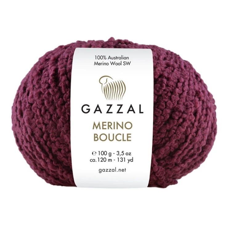 Włóczka Gazzal Merino Boucle 3767 / bordo