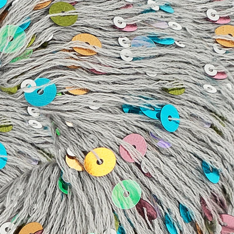 Włóczka z cekinami Sandnes Garn Paljett 1121 Unicorn twinkle / szary i tęcza