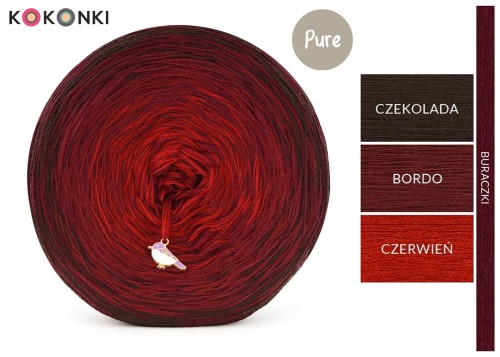 KOKONEK Pure Rare PR001 Chocolate Chilli - Czekolada/bordo/czerwień + 1 nitka buraczki