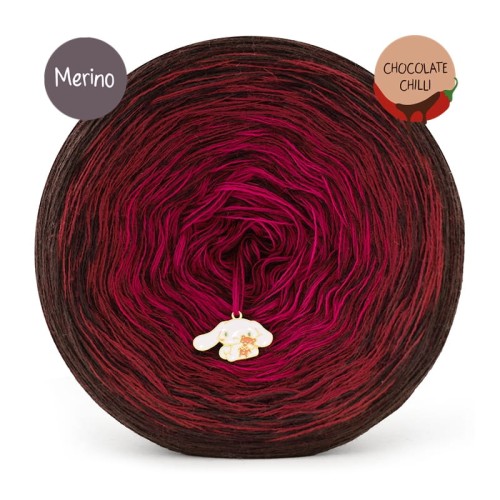 KOKONEK Rare Merino R184 Chocolate Chilli - Ciemny brąz/bordo/rubin + 1 nitka wino melanż
