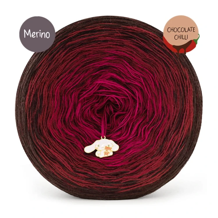 KOKONEK Rare Merino R184 Chocolate Chilli - Ciemny brąz/bordo/rubin + 1 nitka wino melanż