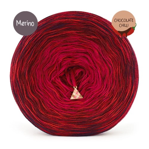 KOKONEK Rare Merino R185 Chocolate Chilli - Wino melanż/bordo/rubin + 1 nitka czerwień