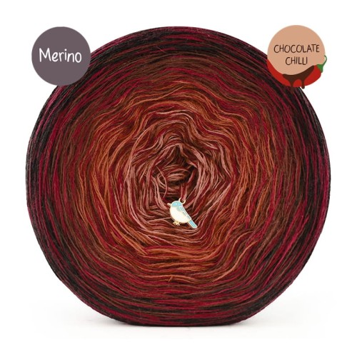 KOKONEK Rare Merino R187 Chocolate Chilli - Czekolada/toffi/terakota + 1 nitka bordo