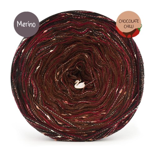 KOKONEK Merino Unikat MU11 Chocolate Chilli - Czekolada/brąz/miedź melanż + 1 nitka bordo + 1 nitka tweed toffi