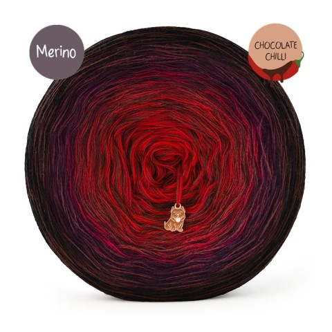 KOKONEK Rare Merino R186 Chocolate Chilli - Czerń/wino melanż/bordo/czerwień + 1 nitka brąz (3 nitki + 1)