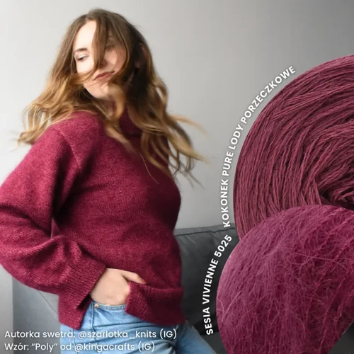 Autorka swetra: @szarlotka_knits (IG); Wzór: “Poly” od @kingacrafts (IG)
