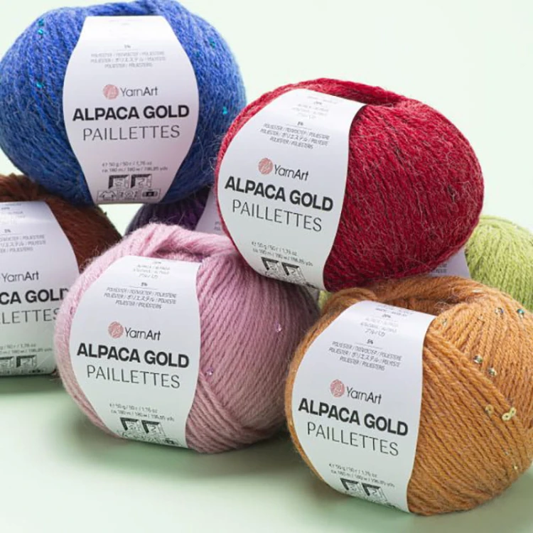 Włóczka z cekinami YarnArt Alpaca Gold Paillettes 9317 / szałwia