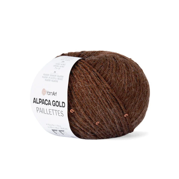 Włóczka z cekinami YarnArt Alpaca Gold Paillettes 9315 / mleczna czekolada