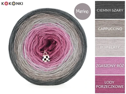 KOKONEK Merino 854 - Ciemny szary/cappuccino/popielaty/zgaszony róż/lody porzeczkowe