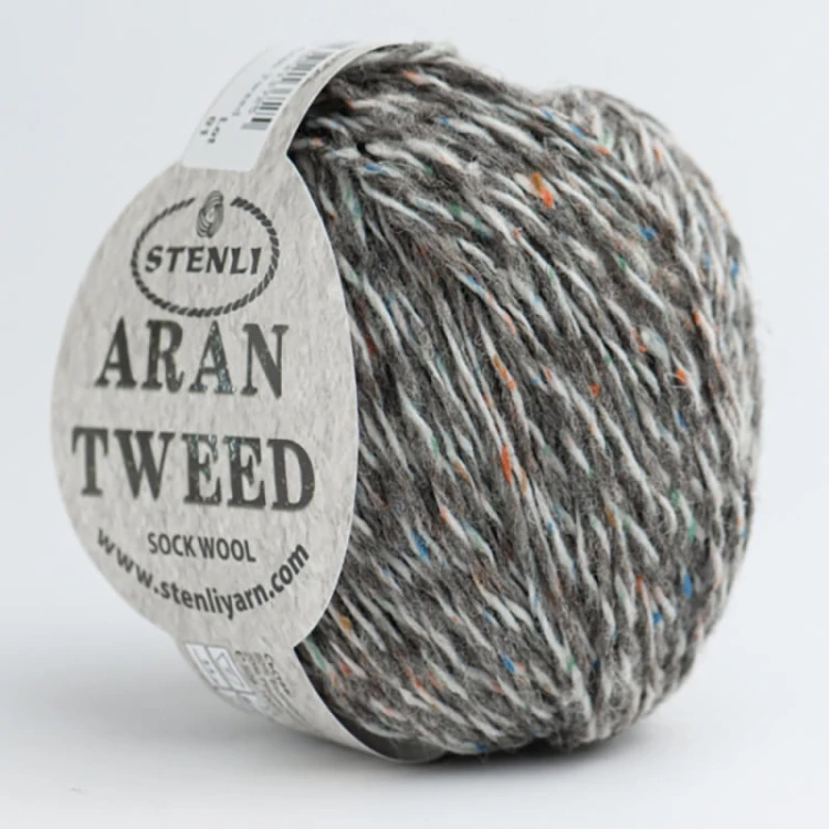 Włóczka Stenli Aran Tweed 06 / szary z nopkami