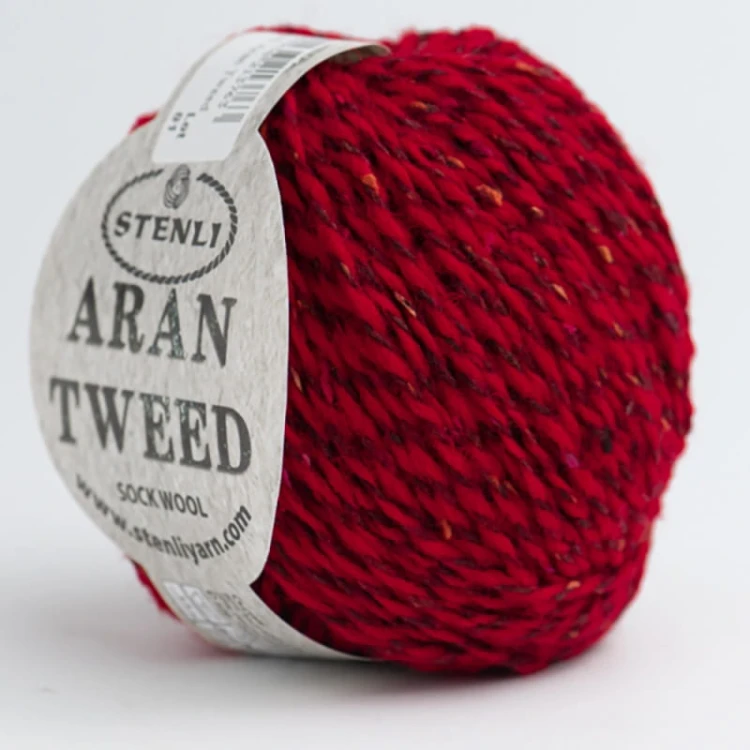 Włóczka Stenli Aran Tweed 10 / czerwień z brązem