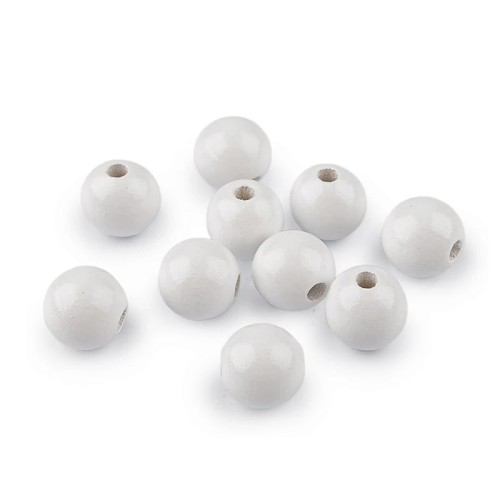 Koraliki drewniane lakierowane / 16 mm / białe / otwór 4,5 mm / 10 szt