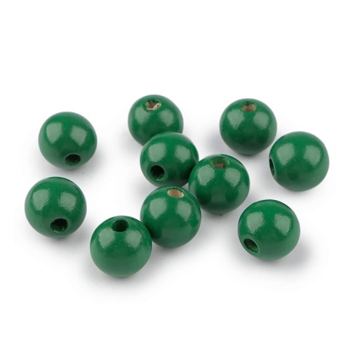 Koraliki drewniane lakierowane / 16 mm / zielone / otwór 4,5 mm / 10 szt