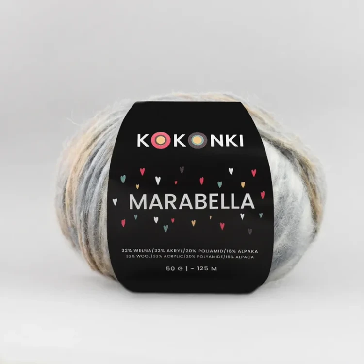 Włóczka KOKONKI Marabella M01 / szaraczek / ~125 m