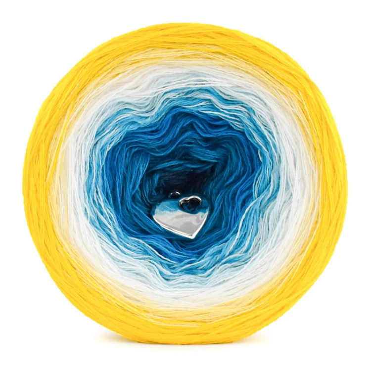 KOKONEK_Merino 9K 10 - Intensywny żółty/żółty/krem/biel/lodowy błękit/turkus/ turkus II/petrol/navy, 3 nitki, 1400 m, 300 g - GOTOWY