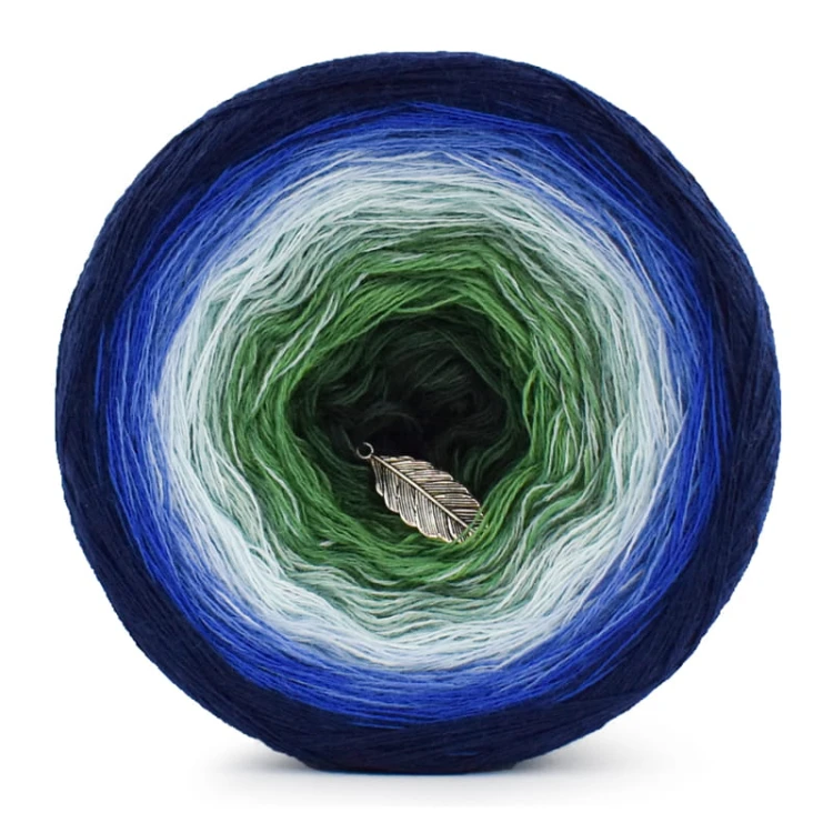 KOKONEK_Merino 9K 07 - Granat/szafir/niebieski/błękit/lodowy błękit/ciemna mięta/zieleń/malachit/butelkowa zieleń, 3 nitki, 1400 m, 300 g - GOTOWY
