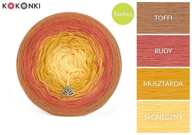 KOKONEK Bamboo BB92 - Toffi/rudy/musztarda/słoneczny / 4 nitki / 1200 m / 240 g - GOTOWY