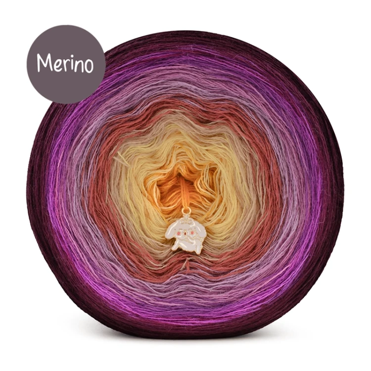 KOKONEK Merino 9K 25 - Wino/burak/cyklamen/wrzos/ametyst/malwa/ciepły beż/żółty/kurkuma / 3 nitki / 1400 m / 300 g