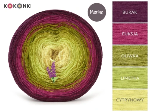 KOKONEK Merino 856 Trinity 1 - Burak/fuksja/oliwka/limetka/cytrynowy