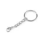 Kółko na klucze z łańcuszkiem i karabińczykiem / nikiel / 25 mm / 10 szt / 940178