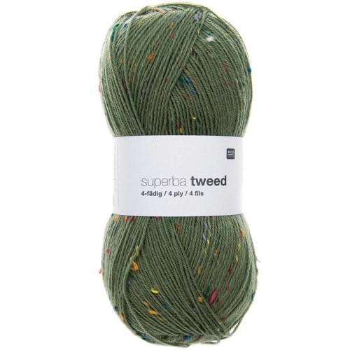 Włóczka skarpetkowa Rico Design Superba Tweed 4ply 005 / paproć