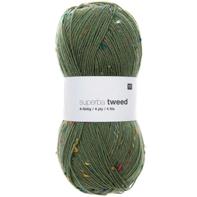 Włóczka skarpetkowa Rico Design Superba Tweed 4ply 005 / paproć