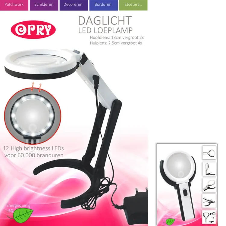 Lampa LED ze szkłem powiększającym Opry / 13 cm