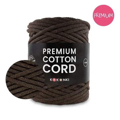 PREMIUM sznurek bawełniany by KOKONKI 5mm / rolka 100m / czekolada - OUTLET