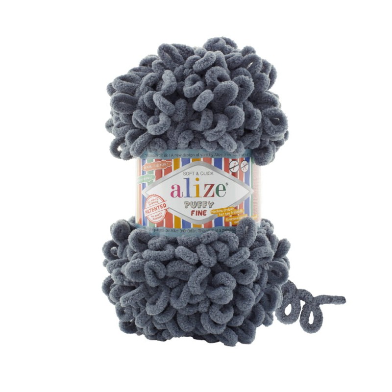 Włóczka Alize Puffy Fine 087 / ciemny szary