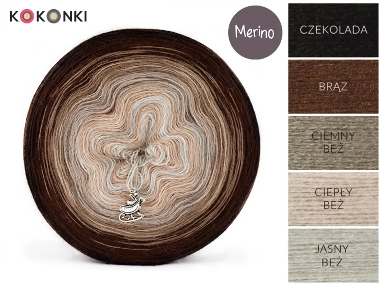 KOKONEK Merino 591 MIX - Czekolada/brąz/ciemny beż/ciepły beż/jasny beż