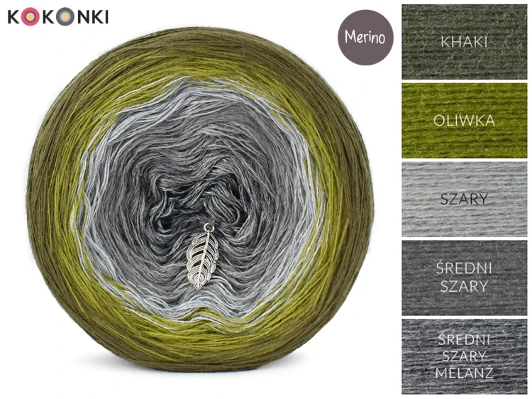 KOKONEK Merino 643 Jingle bells - Khaki/oliwka/szary/średni szary/średni szary melanż