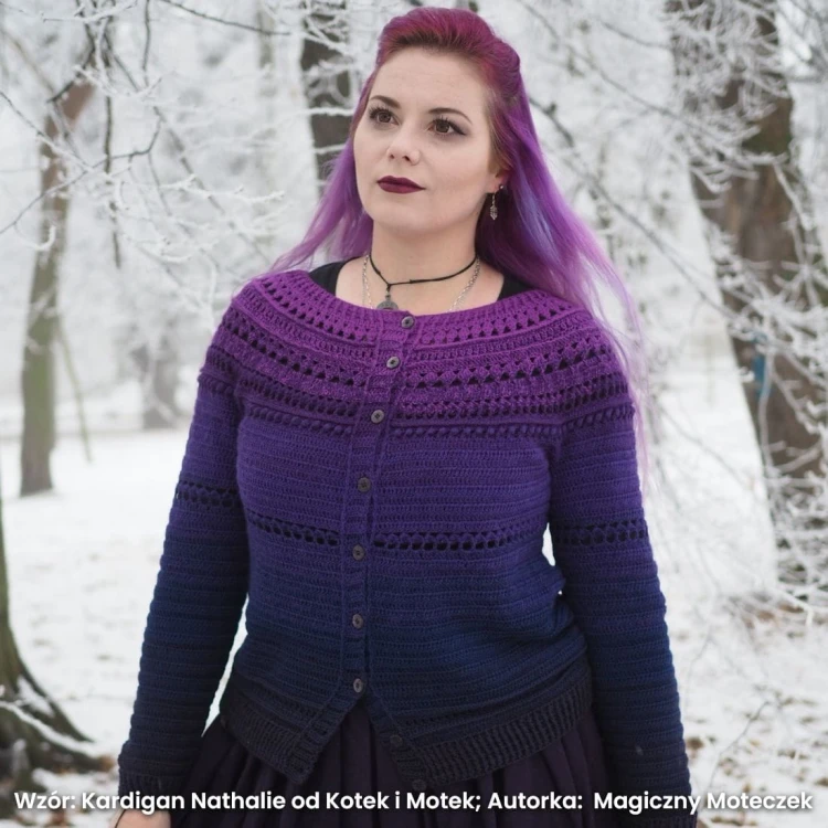 Wzór: Sweterek Nathalie od Kotek i Motek; Autorka:  Magiczny Moteczek