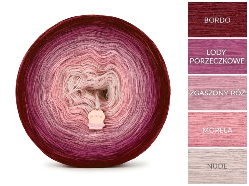 KOKONEK Merino 861 Kotek i motek Nathalie 04 - Bordo/lody porzeczkowe/zgaszony róż/morela/nude