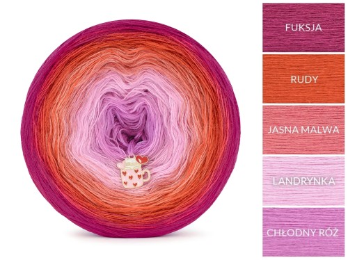 KOKONEK Merino 862 Kotek i motek Nathalie 05 - Fuksja/rudy/jasna malwa/landrynka/chłodny róż