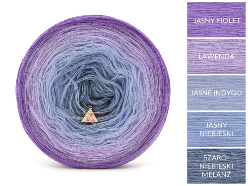 KOKONEK Merino 868 Kotek i motek Nathalie 11 -  Jasny fiolet/lawenda/jasne indygo/jasny niebieski/szaroniebieski melanż
