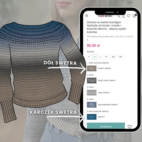 Zestaw na sweter/kardigan Nathalie od Kotek i motek / Kokonki Merino - własny wybór kolorów