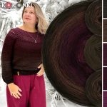 Zestaw na sweter/kardigan Nathalie od Kotek i motek 03 / Kokonki Merino / Czekolada/ciemny brąz/wino melanż/wino/burak + wzór PDF 