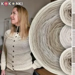 Zestaw na sweter/kardigan Nathalie od Kotek i motek 08 / Kokonki Merino / Jasny beż/safari/popielaty/safari/jasny beż + wzór PDF