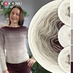 Zestaw na sweter/kardigan Nathalie od Kotek i motek 02 / Kokonki Merino / Krem/jasny beż/safari/cappuccino/wino + wzór PDF  