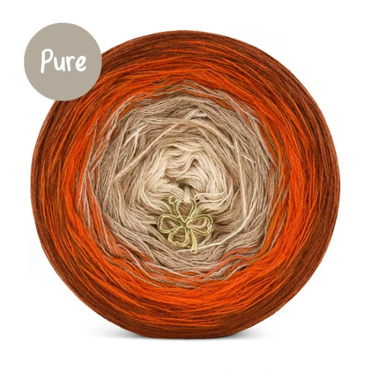 KOKONEK_Pure P180A - Rudy/marchewka/biszkopt/ciepły beż, 3 nitki, 1200 m, 240 g - GOTOWY