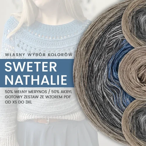 Zestaw na sweter/kardigan Nathalie od Kotek i motek / Kokonki Merino - własny wybór kolorów