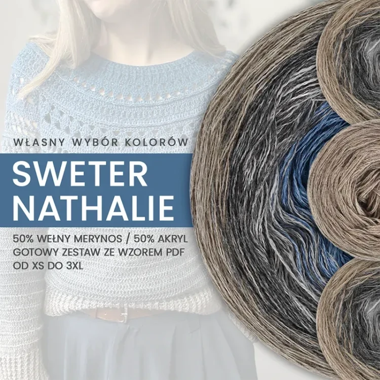Zestaw na sweter/kardigan Nathalie od Kotek i motek / Kokonki Merino - własny wybór kolorów