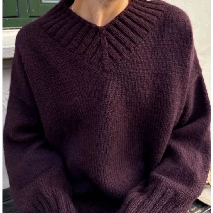 Wzór PetiteKnit / Hannah Sweater V-neck - w języku angielskim + tłumaczenie PL
